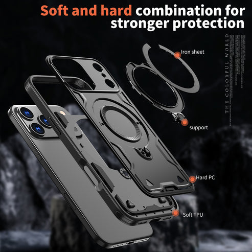 Reiko Magnetic Case with 360° Rotating Stand for iPhone 17 Pro – Black