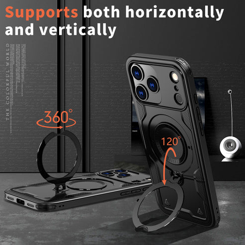 Reiko Magnetic Case with 360° Rotating Stand for iPhone 17 Pro – Black