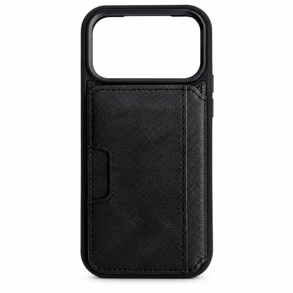Reiko Wallet Case with Card Slots & Kickstand for iPhone 18 Pro Max – Black
