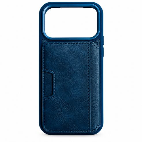Reiko Wallet Case with Card Slots & Kickstand for iPhone 18 Pro – Blue