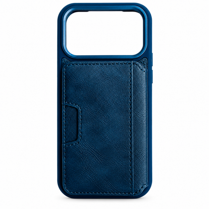 Reiko Wallet Case with Card Slots & Kickstand for iPhone 18 Pro – Blue