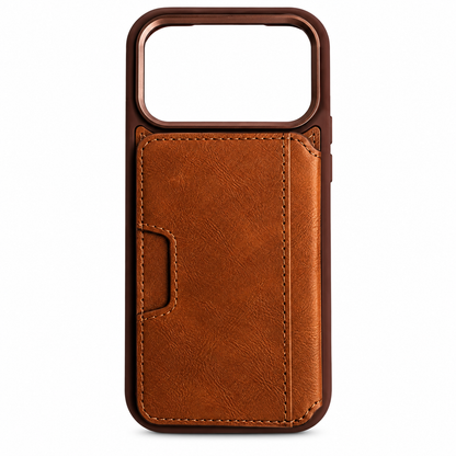 Reiko Wallet Case with Card Slots & Kickstand for iPhone 18 Pro Max – Brown