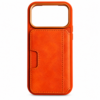Reiko Wallet Case with Card Slots & Kickstand for iPhone 18 Pro – Orange