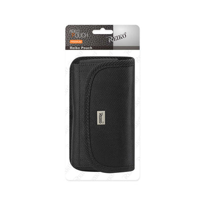 Reiko Horizontal Phone Pouch with Metal Belt Clip – Black, 5.8-Inch