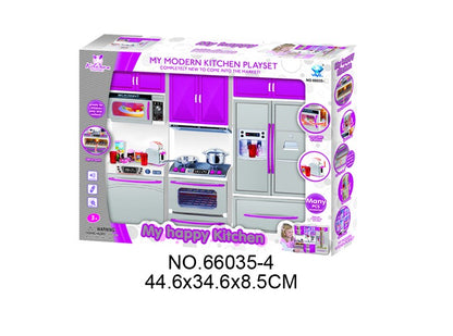 Mini Kitchen Playset with Lights & Sounds – Refrigerator, Stove & Microwave