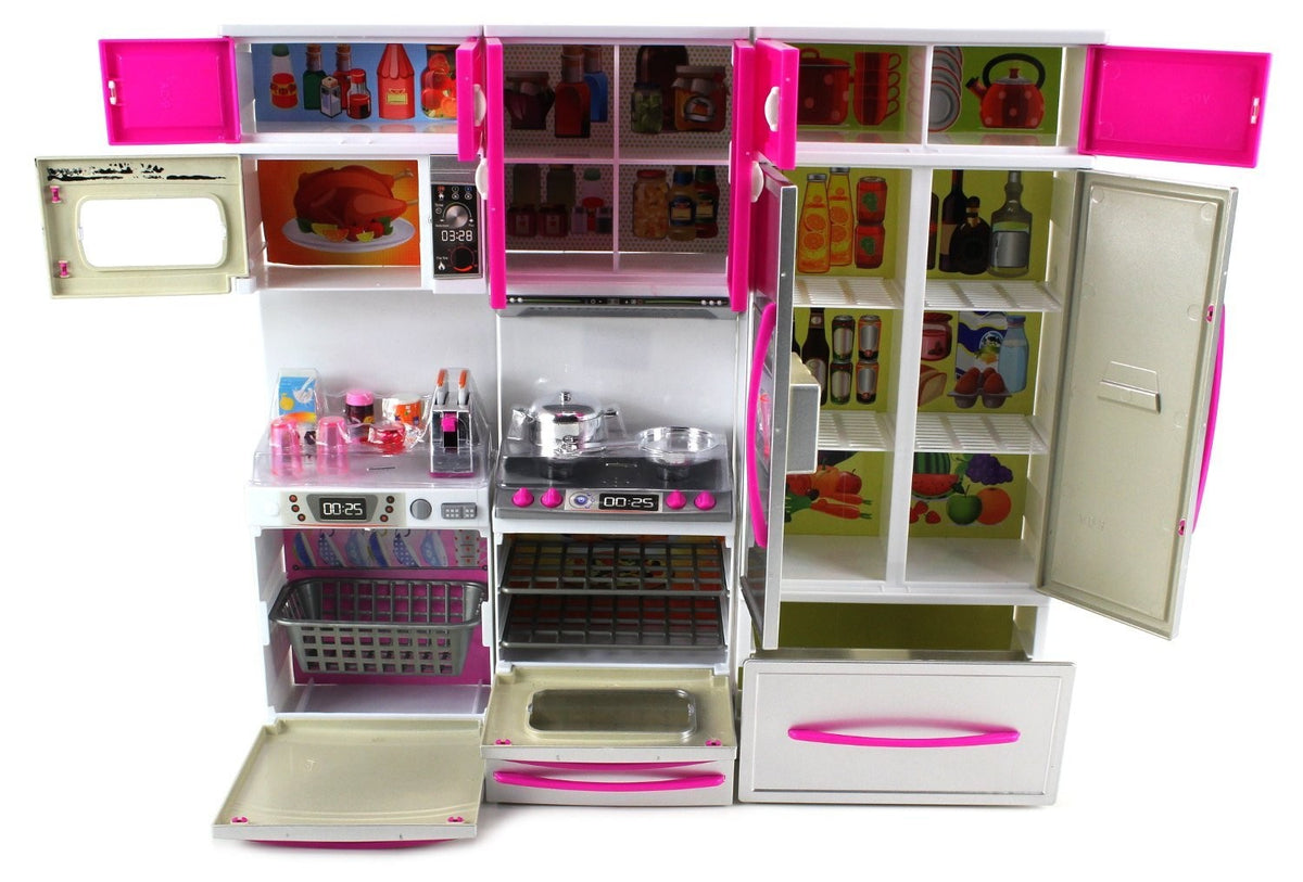 Mini Kitchen Playset with Lights & Sounds – Refrigerator, Stove & Microwave