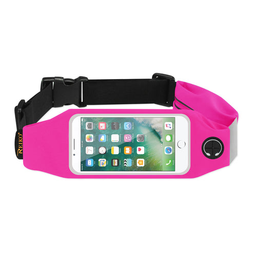 Reiko Two-Pocket Running Belt with Phone Window for 5-Inch Phones – Pink