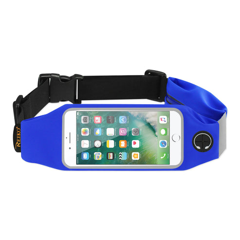 Reiko Two-Pocket Running Belt with Phone Window for 5.5-Inch Phones – Blue