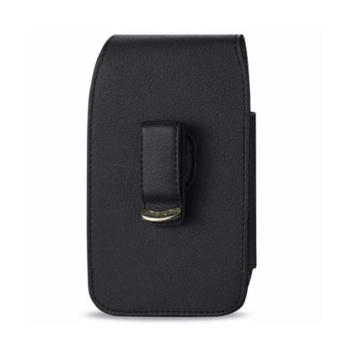 Reiko Vertical Phone Pouch with Magnetic Closure & Belt Loop – Black