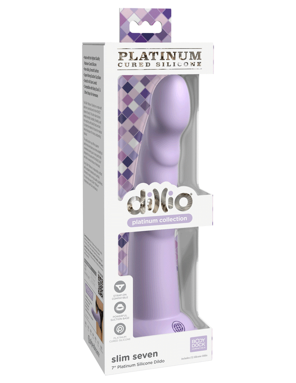 Dillio Platinum - Slim Seven 7 Inch Dildo - Purple
