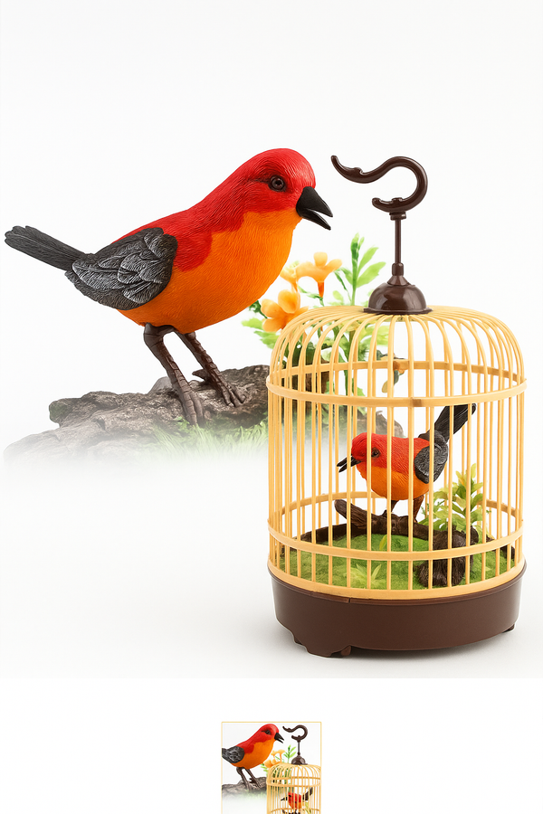 Singing & Chirping Bird In Cage - Realistic Sounds & Movements