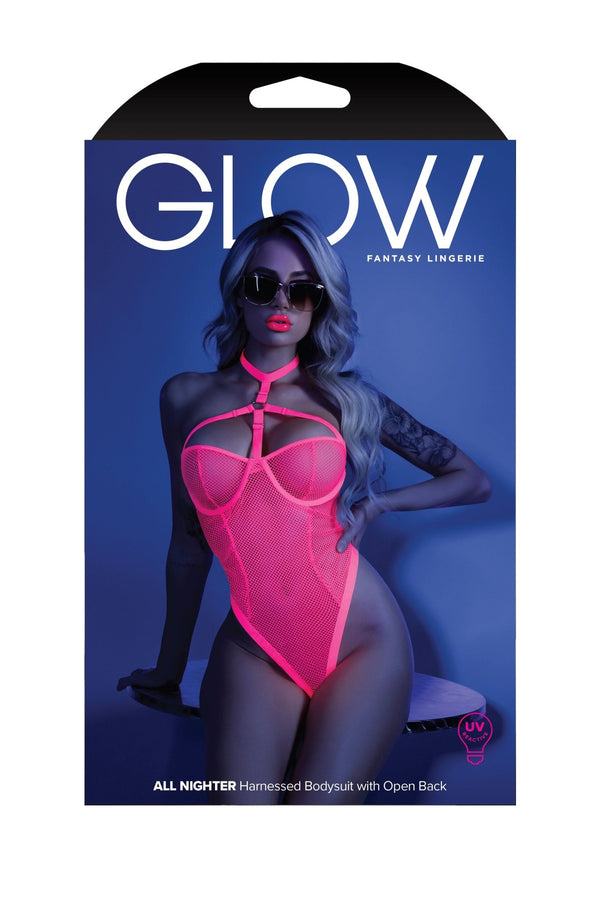 All Nighter Harness Bodysuit - Large/xlarge - Neon Pink - US Stores