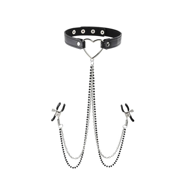 Amor Collar With Nipple Clamps - Black - US Stores