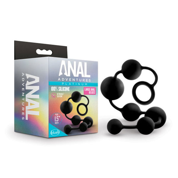 Anal Adventures - Platinum - Silicone Large Anal Beads - Black - US Stores
