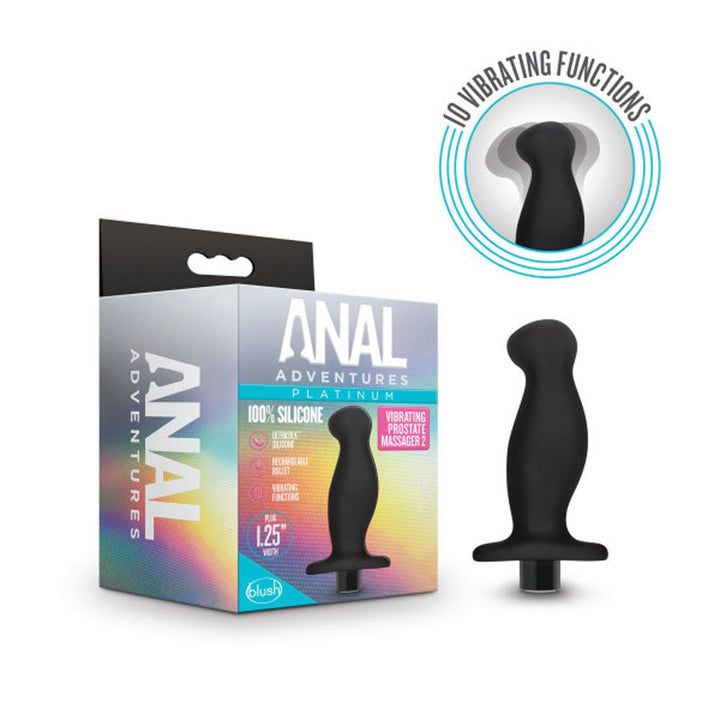 Anal Adventures - Platinum - Silicone Vibrating Prostate Massager 02 - Black - US Stores