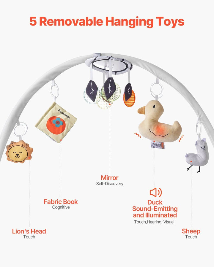 Baby Play Gym Mat Tummy Time Activity Mat with 5 Sensory Toys 39.1" x 32.7" - US Stores