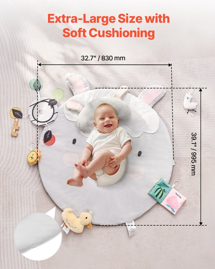 Baby Play Gym Mat Tummy Time Activity Mat with 5 Sensory Toys 39.1" x 32.7" - US Stores