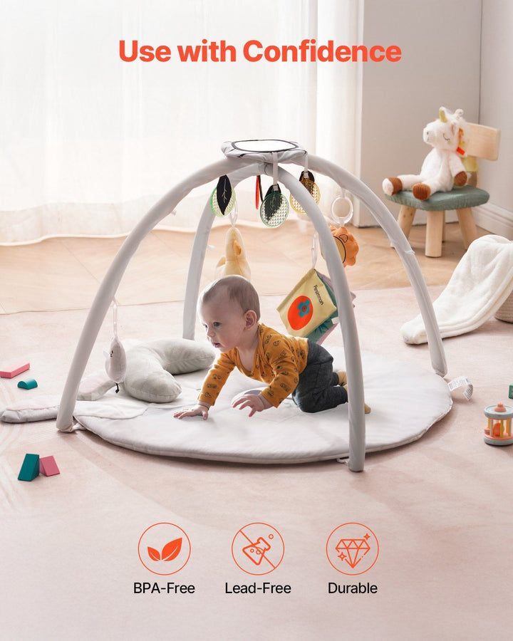 Baby Play Gym Mat Tummy Time Activity Mat with 5 Sensory Toys 39.1" x 32.7" - US Stores