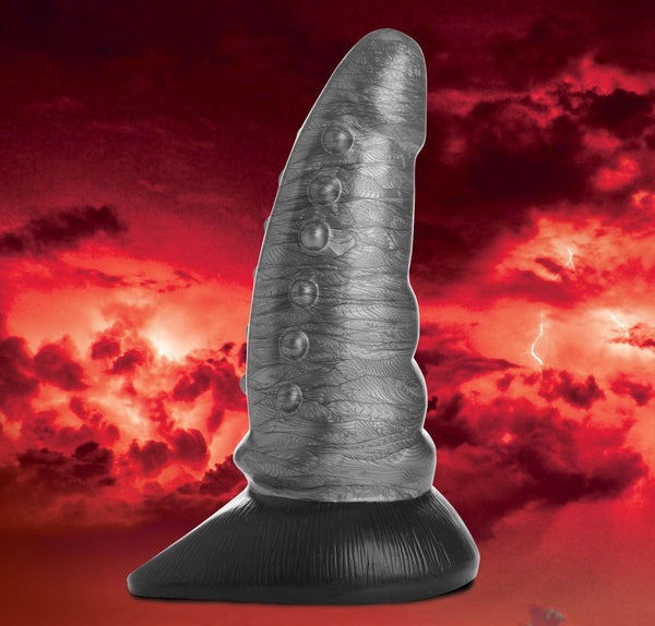 Beastly Tapered Bumpy Silicone Dildo - Silver - US Stores