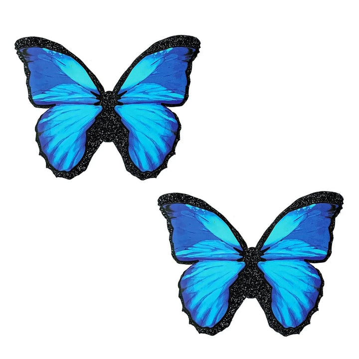 Beautiful Blue Black Glitter Butterfly Nipple Cover Pasties - US Stores