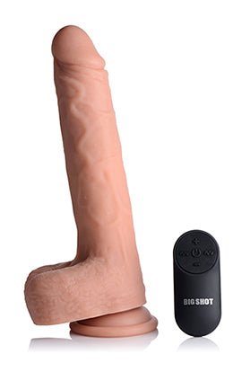 Big Shot 9 Inch Silicone Thrusting Dildo With - Balls and Remote - US Stores