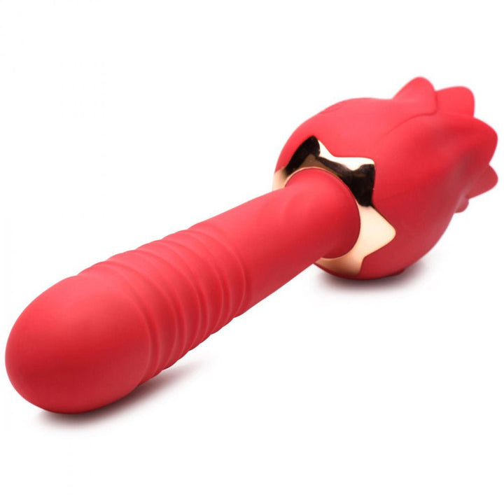 Bloomgasm Racy Rose Thrust and Lick Vibrator - Red - US Stores