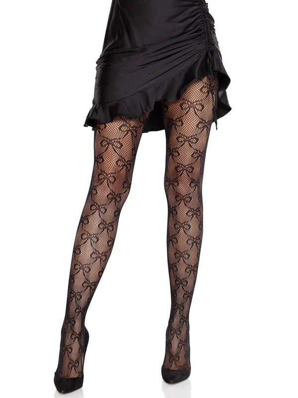 Bow Babe Net Tights O/s - Black - US Stores
