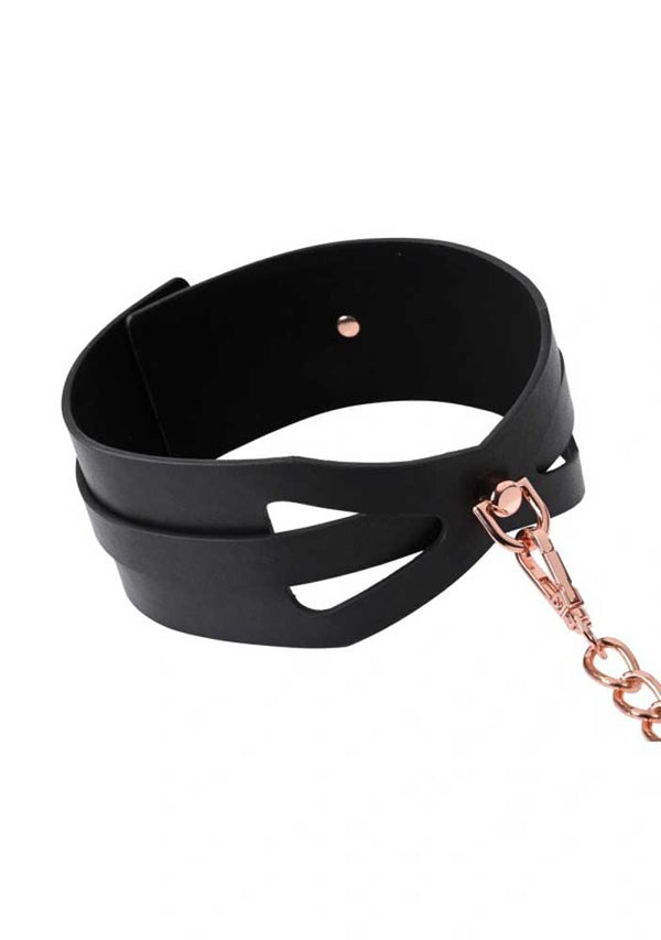 Brat Collar and Leash - Black / Rose Gold - US Stores