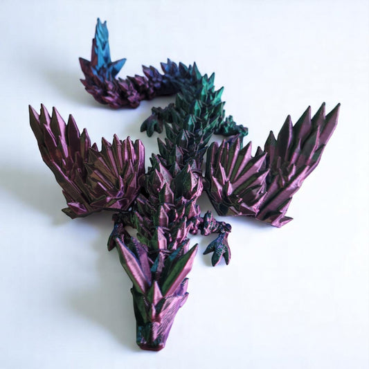 19-Inch Articulated Crystal Winged Dragon – Red, Green & Blue