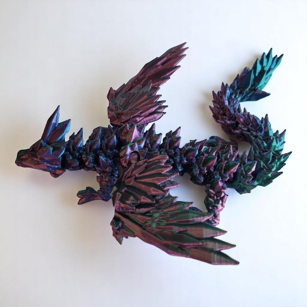 19-Inch Articulated Crystal Winged Dragon – Red, Green & Blue