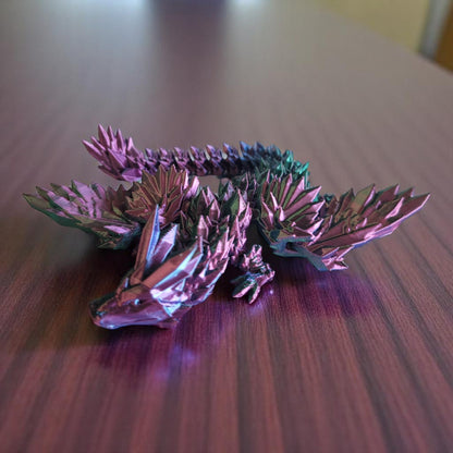 19-Inch Articulated Crystal Winged Dragon – Red, Green & Blue