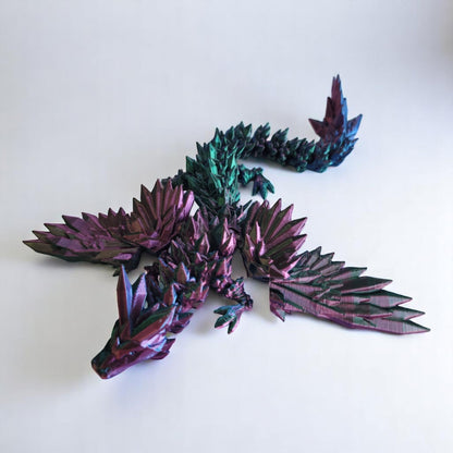19-Inch Articulated Crystal Winged Dragon – Red, Green & Blue