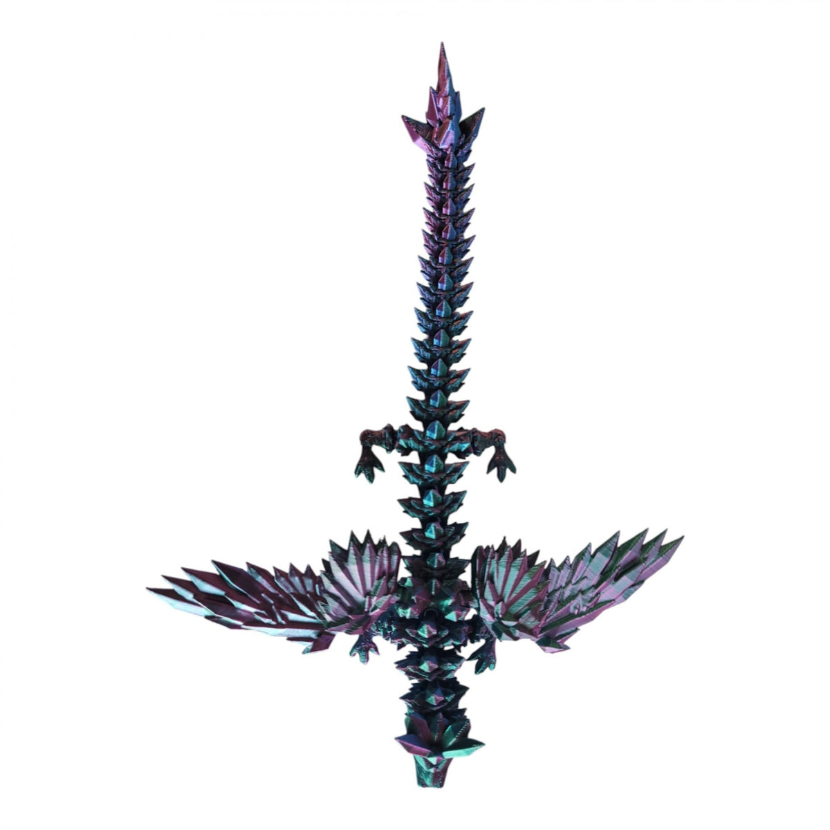 19-Inch Articulated Crystal Winged Dragon – Red, Green & Blue