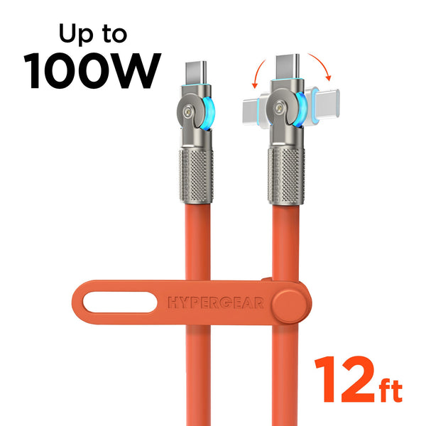 Chunky180° 100W USB - C to USB - C Rugged Fast Charge Cable | 12ft | Orange - US Stores