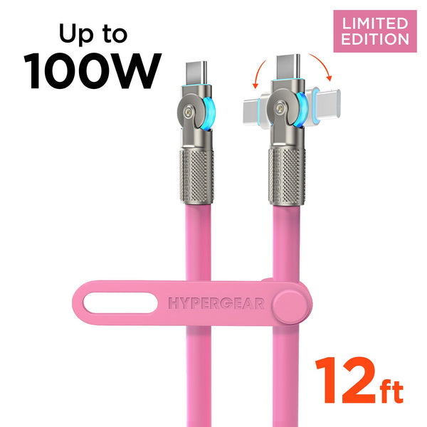 Chunky180° 100W USB - C to USB - C Rugged Fast Charge Cable | 12ft | Pink - US Stores
