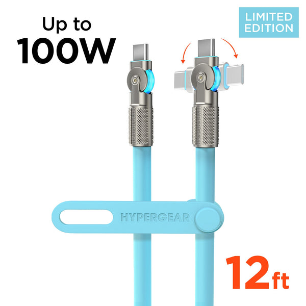 Chunky180° 100W USB - C to USB - C Rugged Fast Charge Cable | 12ft | Sky Blue - US Stores