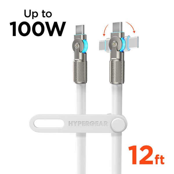 Chunky180° 100W USB - C to USB - C Rugged Fast Charge Cable | 12ft | White - US Stores