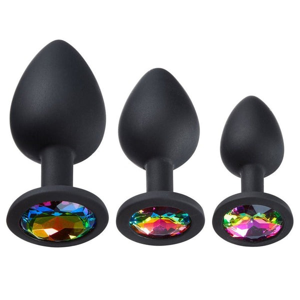 Cloud 9 Novelties Gems Silicone Anal Plug - Includes Small, Med & Large Size - US Stores