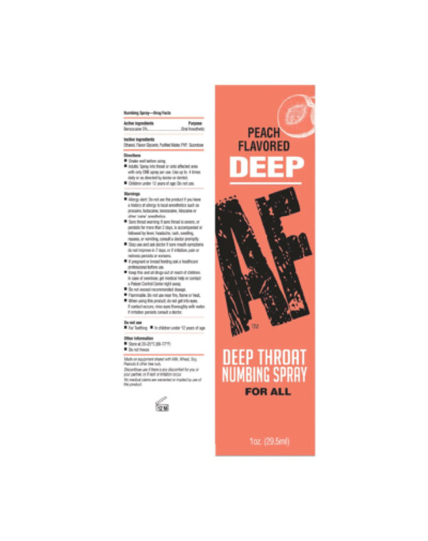 Deep Af Numbing Throat Spray 1 Oz - Peach - US Stores