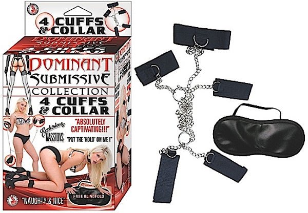 Dominant Submissive 4 Cuffs and Collar - Black - US Stores