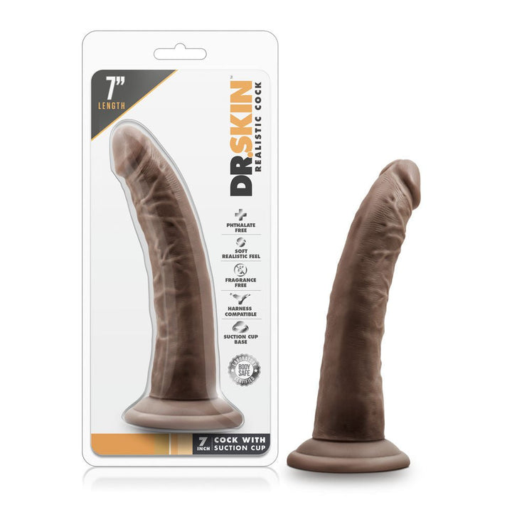 Dr. Skin - 7 Inch Cock With Suction Cup - Chocolate - US Stores