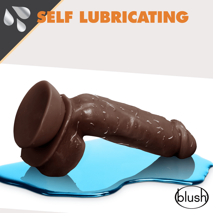Dr. Skin Glide - 8.5 Inch Self Lubricating Dildo Lubricating Dildo With Balls - Chocolate - US Stores