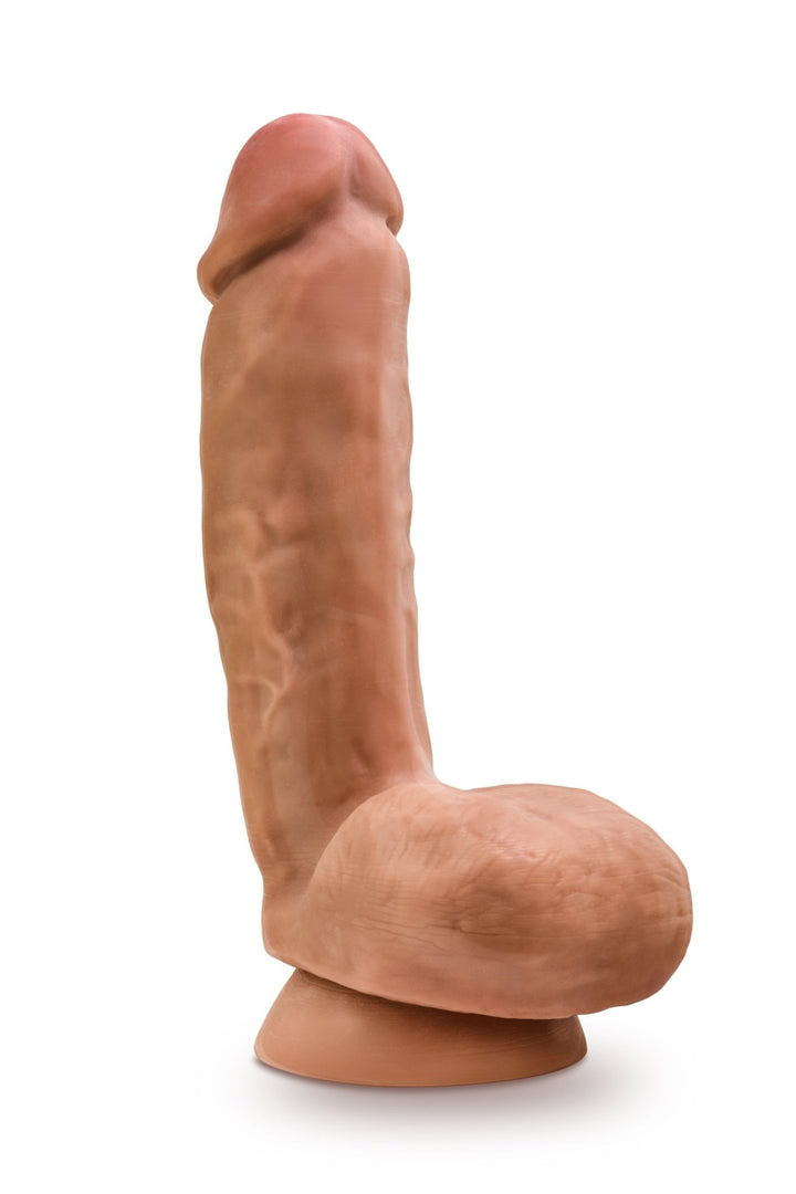 Dr. Skin Glide - 8.5 Inch Self Lubricating Dildo Lubricating Dildo With Balls - Mocha - US Stores