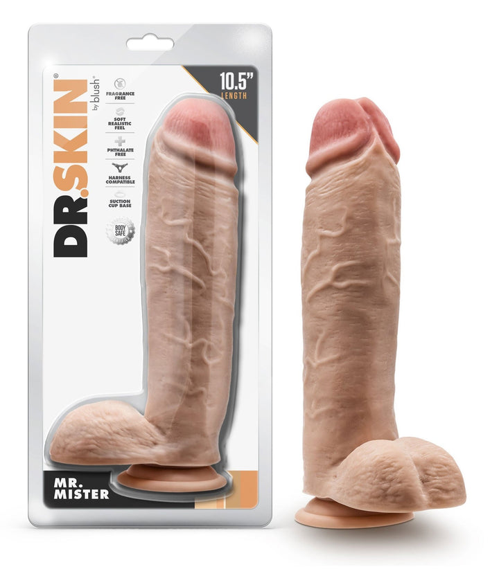 Dr. Skin - Mr. Mister - 10.5 Inch Dildo With Balls - Beige - US Stores