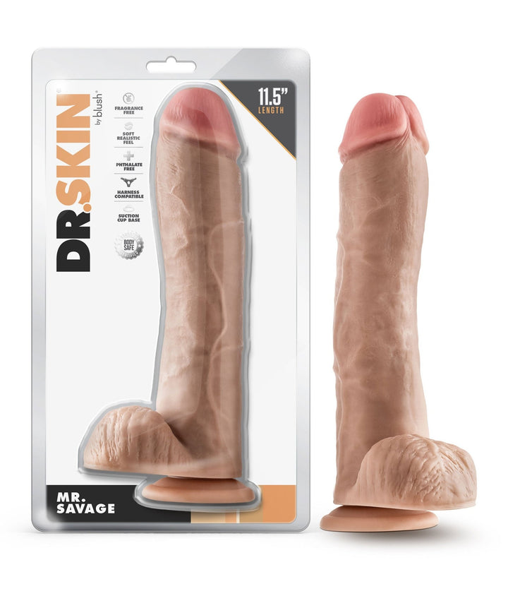 Dr. Skin - Mr. Savage - 11.5 Inch Dildo With Balls - Beige - US Stores