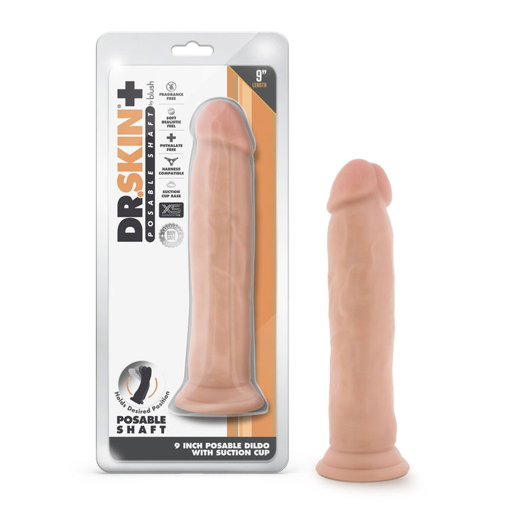 Dr. Skin Plus - 9 Inch Posable Thick Dildo - Vanilla - US Stores