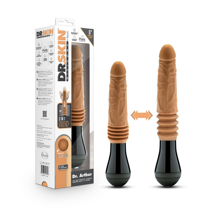 Dr. Skin Silicone - Dr. Arthur - Thrusting Gyrating Vibrating Dildo - Tan - US Stores