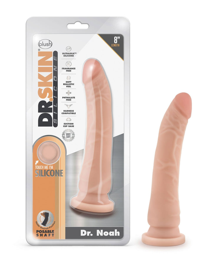 Dr. Skin Silicone - Dr. Noah - 8 Inch Dong With Suction Cup - Vanilla - US Stores