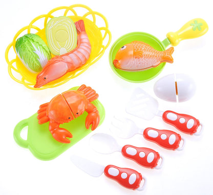 Seafood Cutting Food Playset for Kids – Pretend Cooking Kitchen Toy