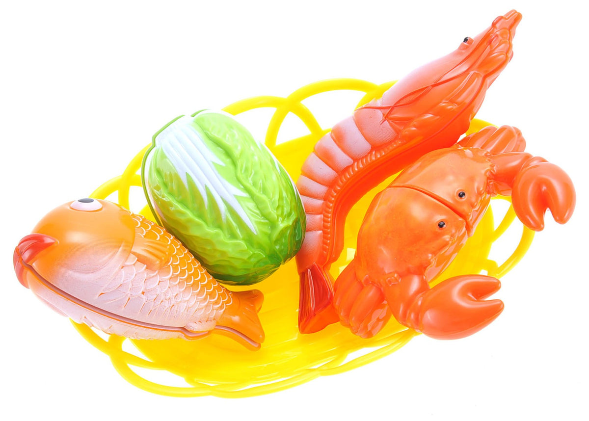 Seafood Cutting Food Playset for Kids – Pretend Cooking Kitchen Toy